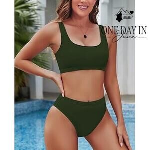 Pink Queen Crop High Waist Bikini Swimsuit Size M